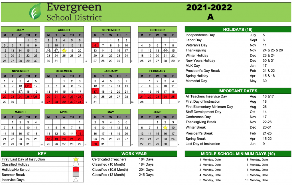 2021-2022 EESD Calendar